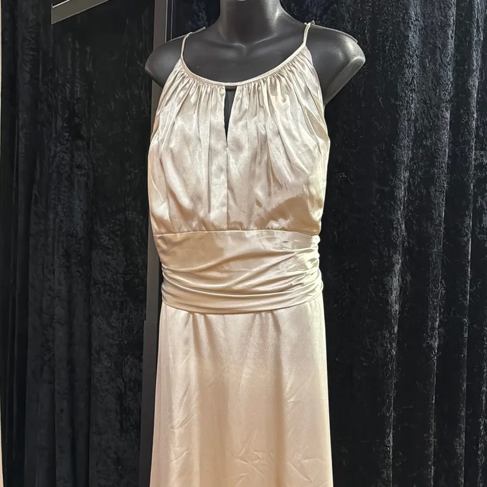 Oyster Ruched Halter Gown Belsoie Style no. L1064 - Picture 1 of 6